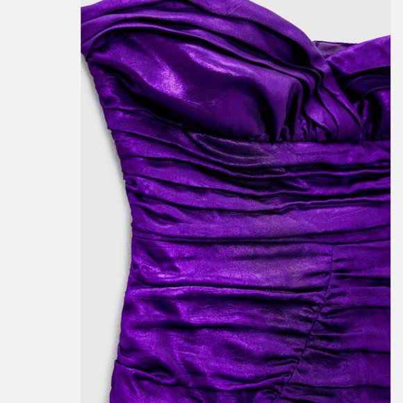 NWOT ZARA DRAPED SHORT DRESS WITH SWEETHEART NECKLINE PURPLE  BLOGGERS Fave - Picture 5 of 8